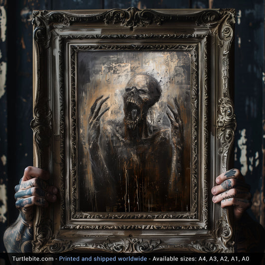 Gritty Scary Oil Painting of Soul leaving Body, Gothic Dark Poster Print, Moody Wall Art