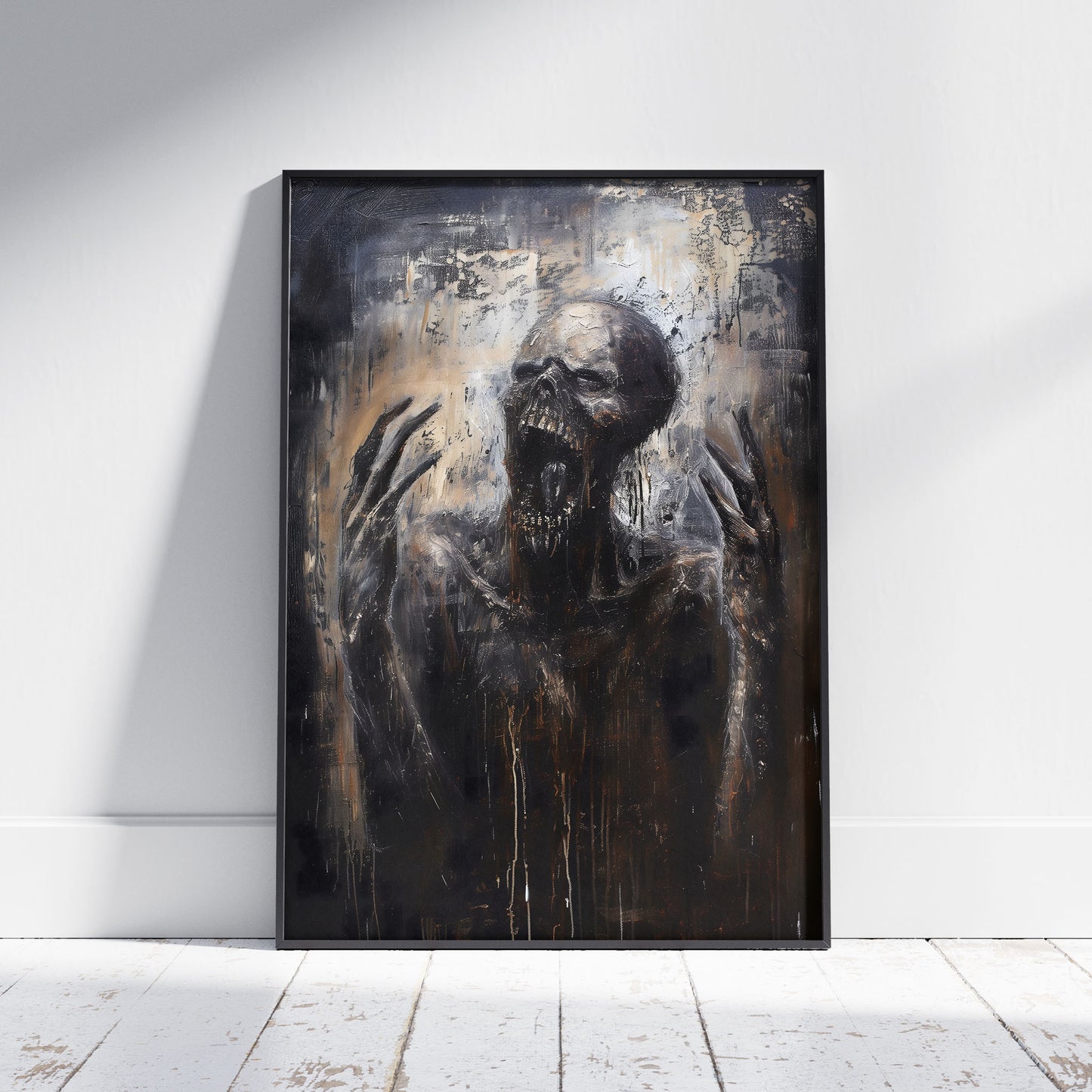 Gritty Scary Oil Painting of Soul leaving Body, Gothic Dark Poster Print, Moody Wall Art