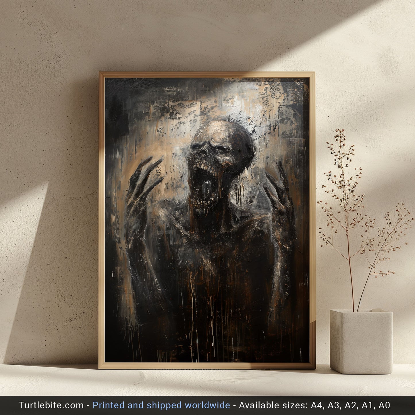 Gritty Scary Oil Painting of Soul leaving Body, Gothic Dark Poster Print, Moody Wall Art