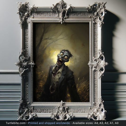 Hilarious Zombie Poster, Chilling Wall Decor, Dark and Creepy Posters, Gruesome Art Prints