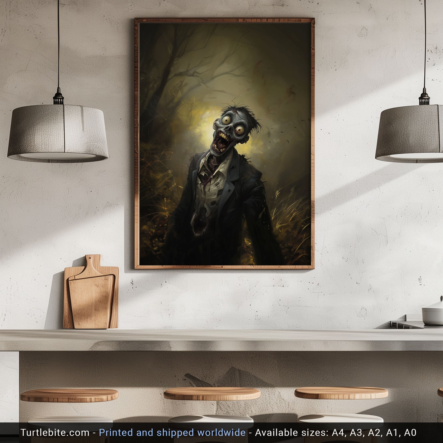 Hilarious Zombie Poster, Chilling Wall Decor, Dark and Creepy Posters, Gruesome Art Prints