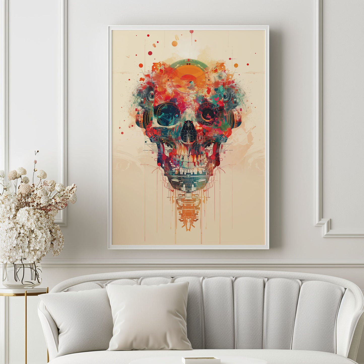 Mechanical Colorful Skull Poster - Weirdcore Art Print