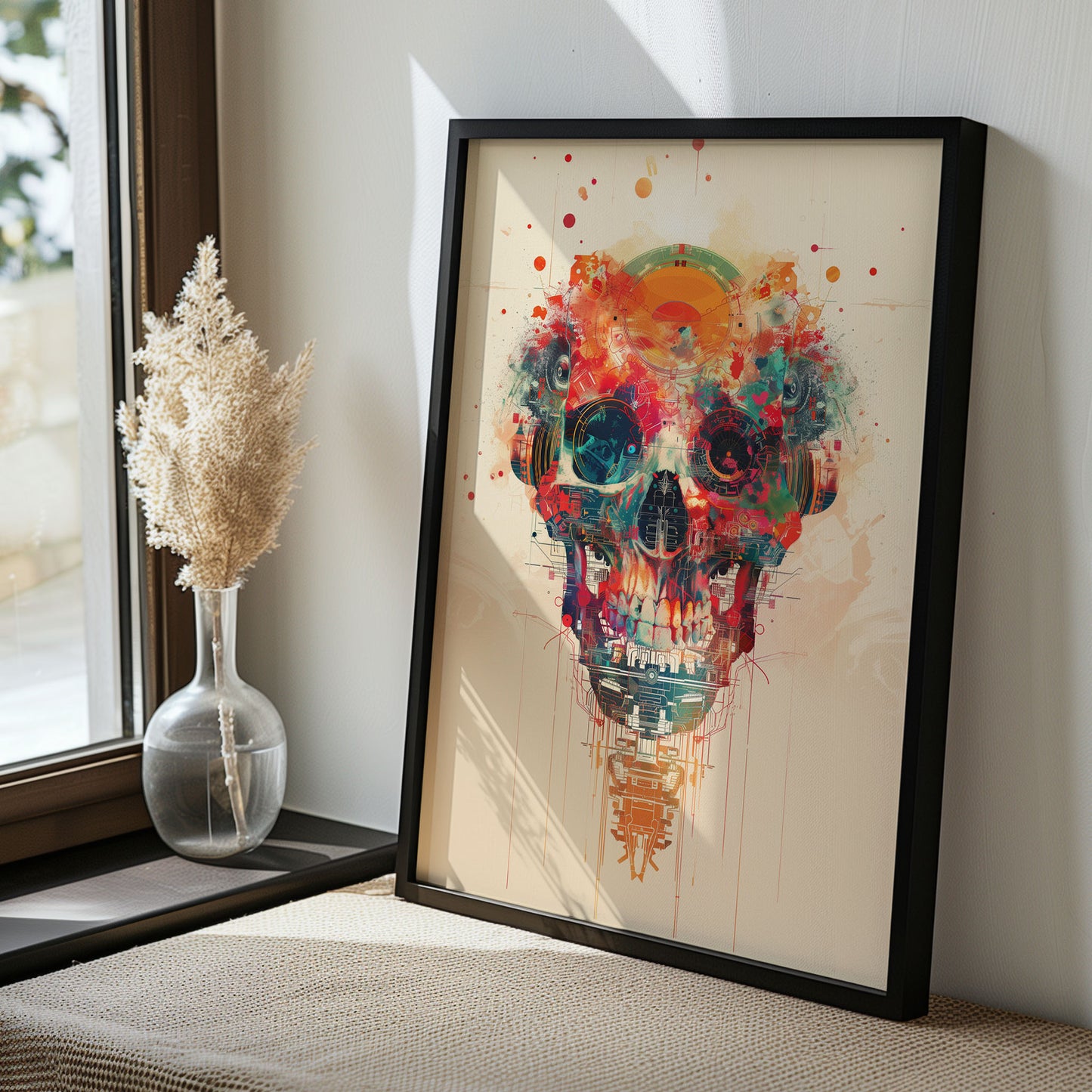 Mechanical Colorful Skull Poster - Weirdcore Art Print