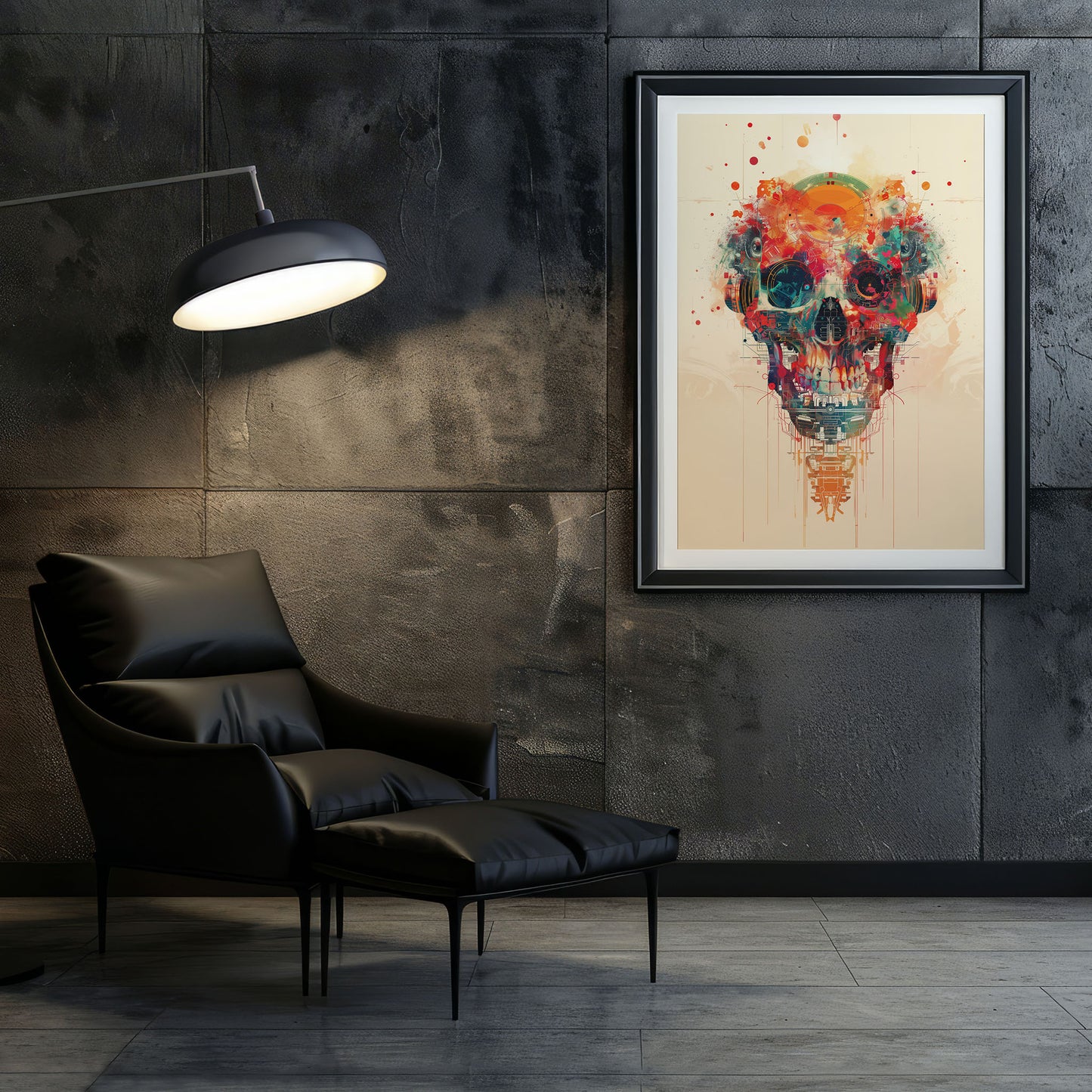 Mechanical Colorful Skull Poster - Weirdcore Art Print