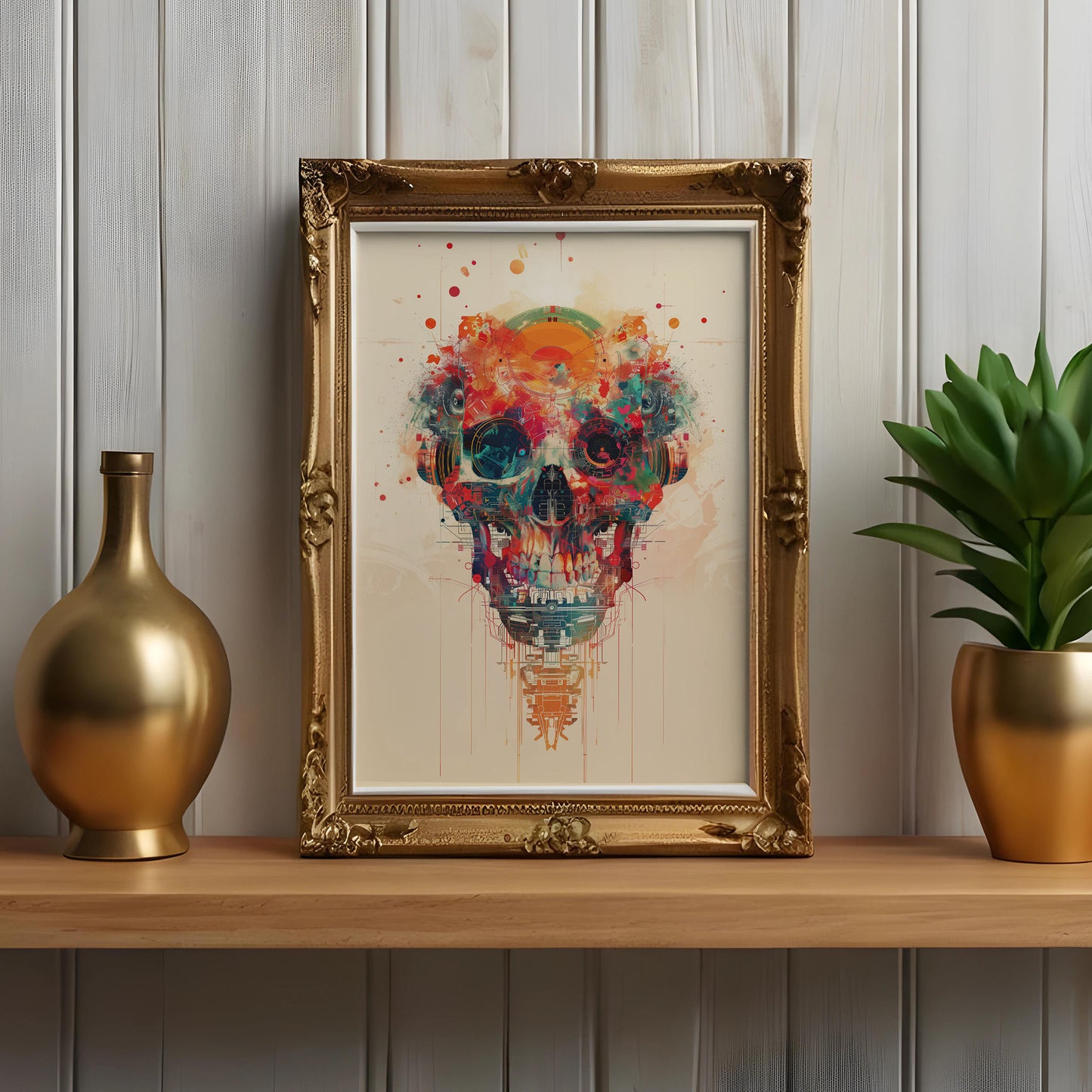 Mechanical Colorful Skull Poster - Weirdcore Art Print