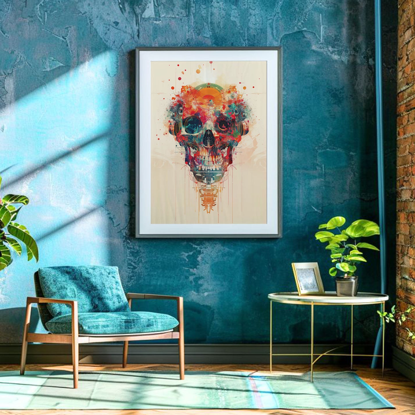 Mechanical Colorful Skull Poster - Weirdcore Art Print