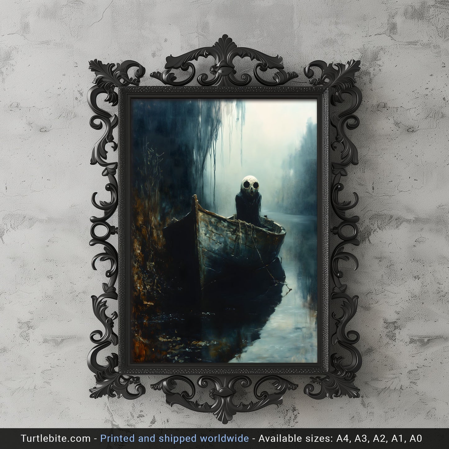 Mystic Ghost in a Boat Painting Poster | Witchy Whimsigoth Wall Art Print | Dark Academia