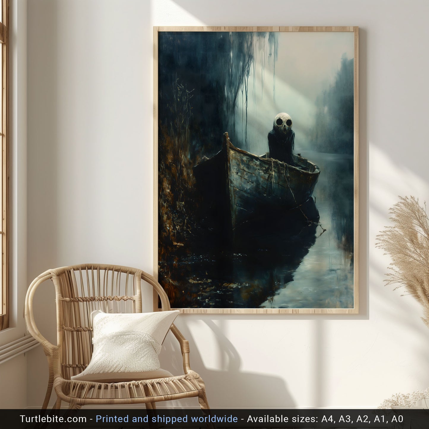 Mystic Ghost in a Boat Painting Poster | Witchy Whimsigoth Wall Art Print | Dark Academia