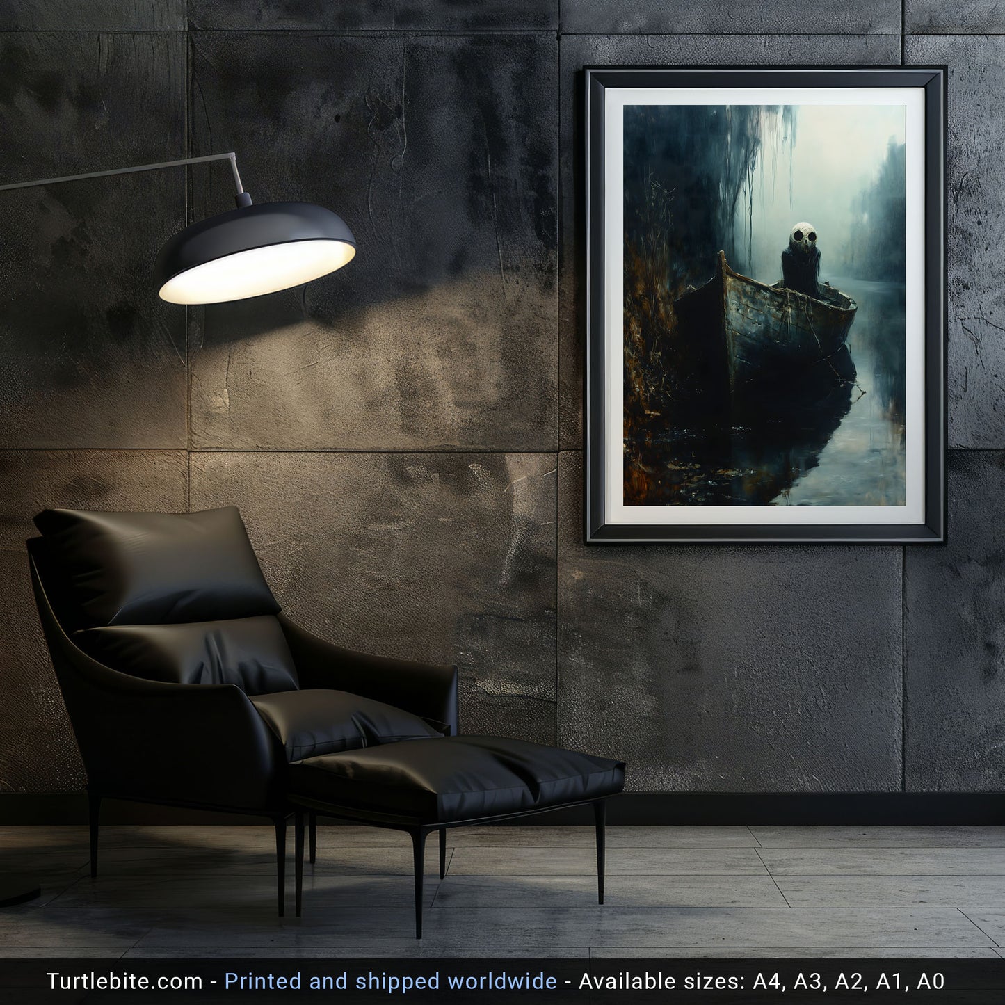 Mystic Ghost in a Boat Painting Poster | Witchy Whimsigoth Wall Art Print | Dark Academia