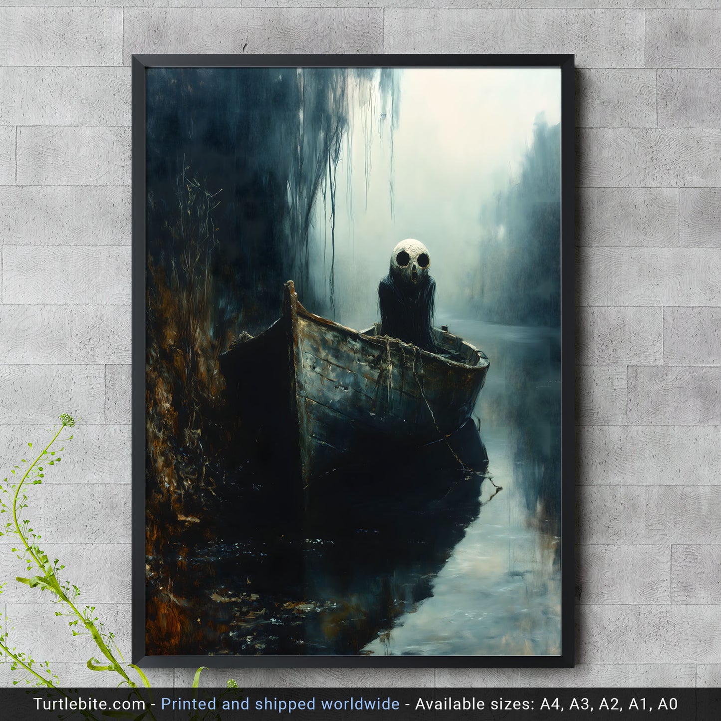 Mystic Ghost in a Boat Painting Poster | Witchy Whimsigoth Wall Art Print | Dark Academia