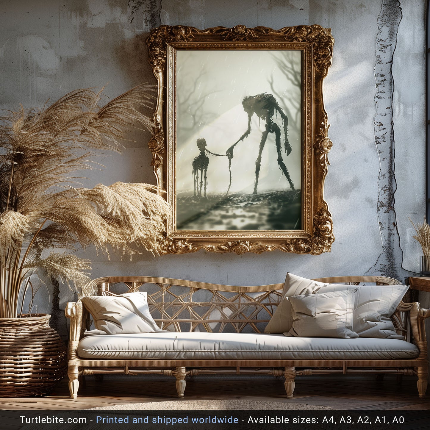 Rainy Wall Art featuring Creepy Walking the Dog - Spooky Decor for Dog Lovers