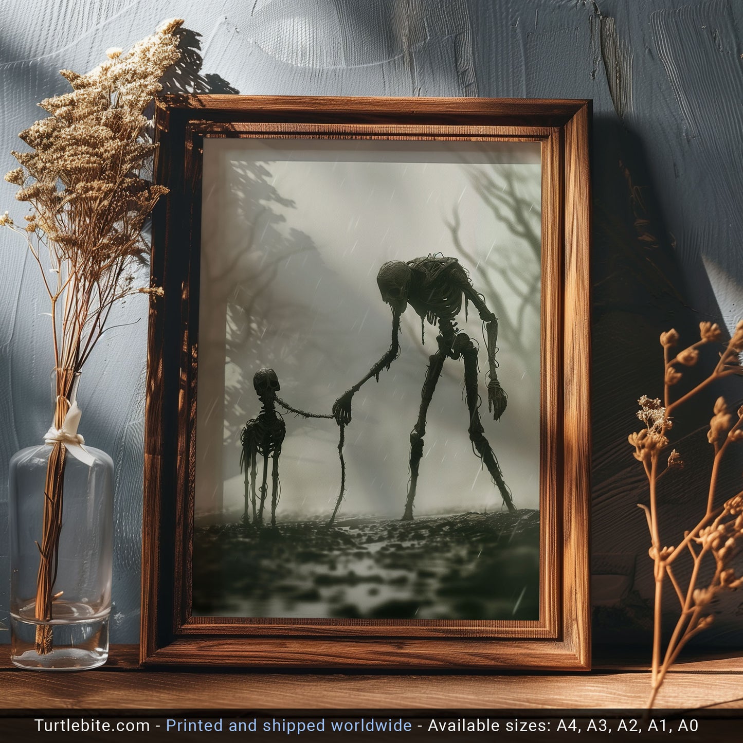 Rainy Wall Art featuring Creepy Walking the Dog - Spooky Decor for Dog Lovers