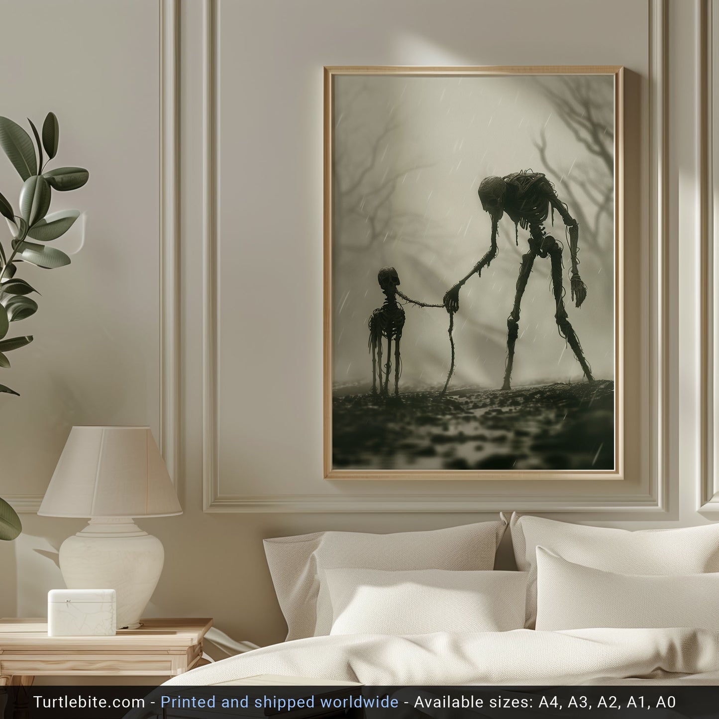 Rainy Wall Art featuring Creepy Walking the Dog - Spooky Decor for Dog Lovers