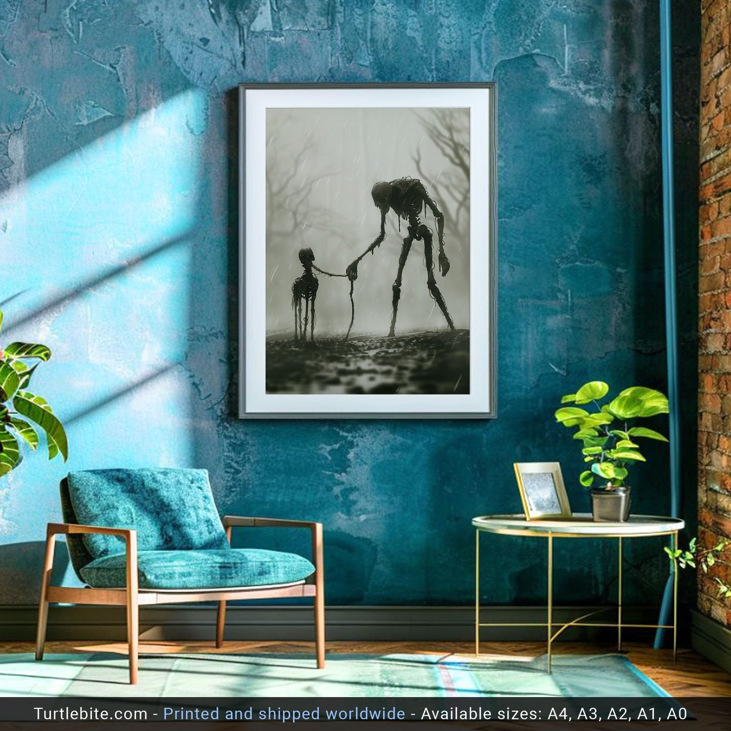 Rainy Wall Art featuring Creepy Walking the Dog - Spooky Decor for Dog Lovers