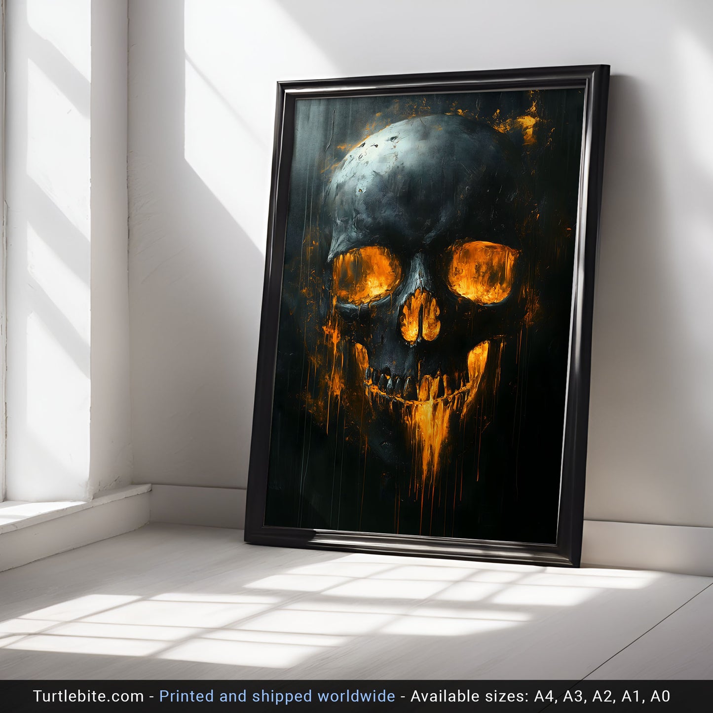 Spooky Glowing Skull Painting Poster | Haunted Art Painting | Creepy Skull Portrait