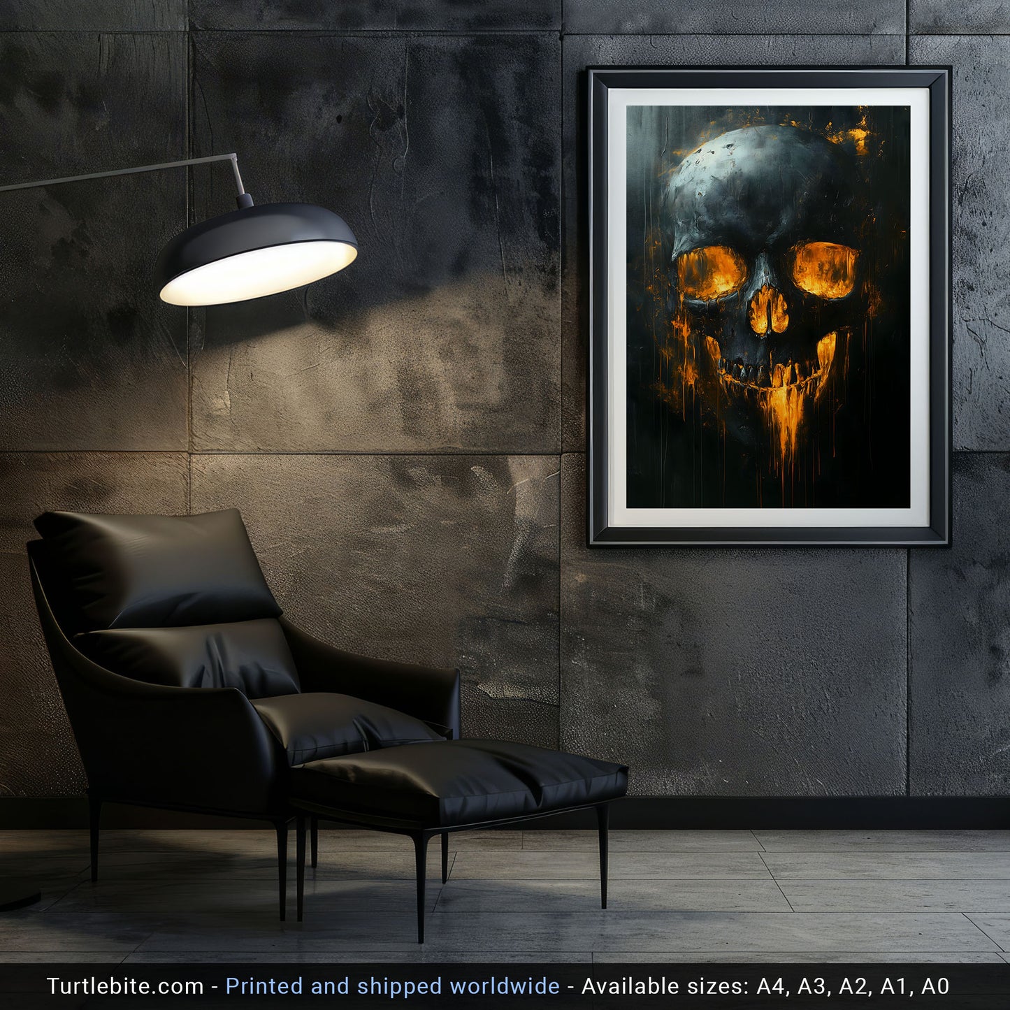 Spooky Glowing Skull Painting Poster | Haunted Art Painting | Creepy Skull Portrait