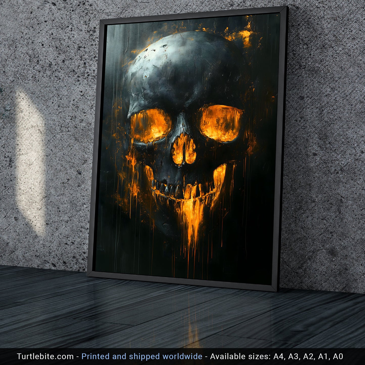 Spooky Glowing Skull Painting Poster | Haunted Art Painting | Creepy Skull Portrait