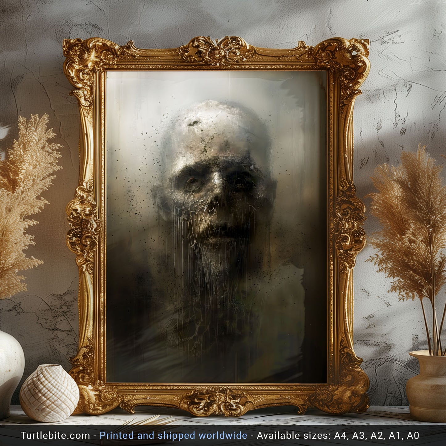 Scary Zombie Portrait Painting Poster - Eerie Whimsigoth Print