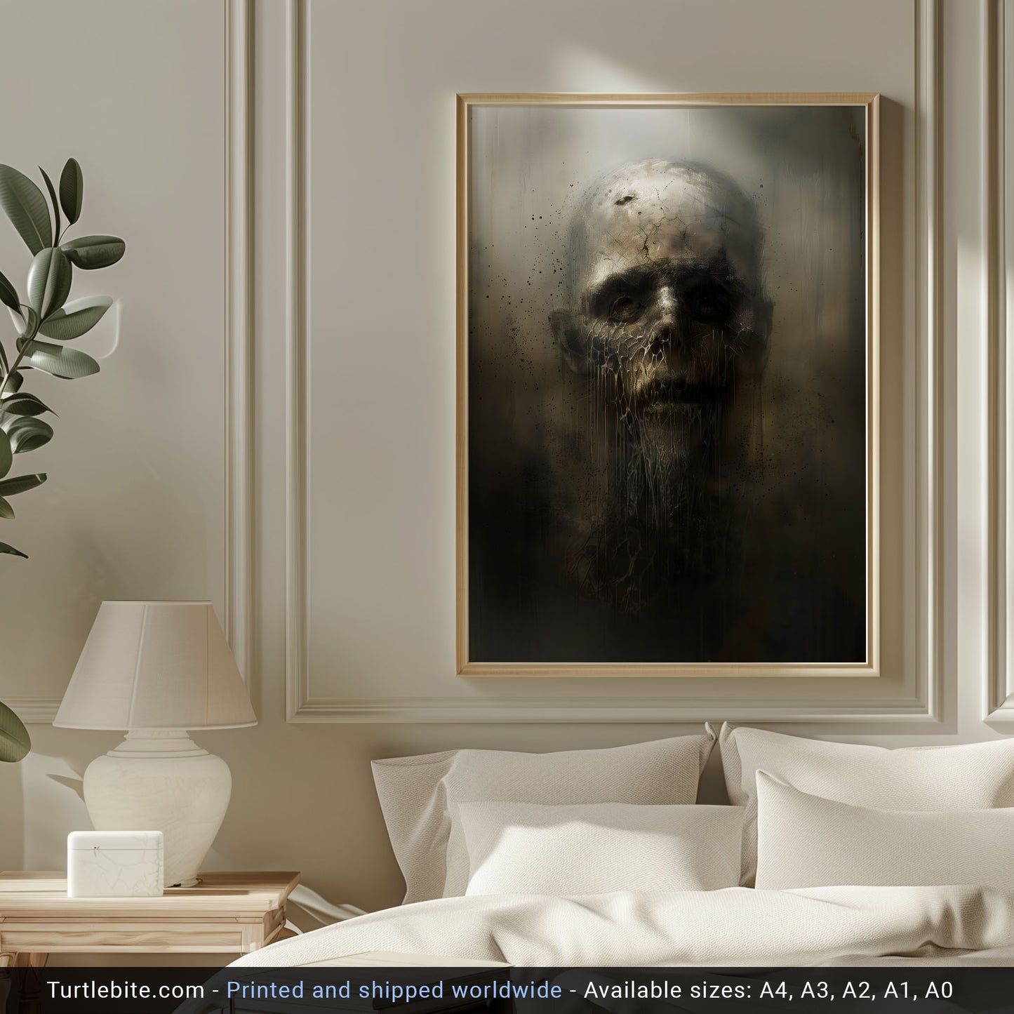 Scary Zombie Portrait Painting Poster - Eerie Whimsigoth Print