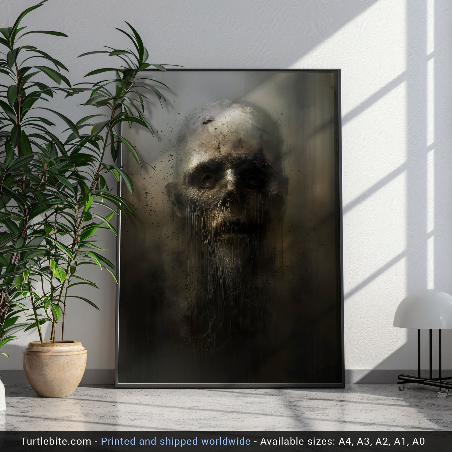 Scary Zombie Portrait Painting Poster - Eerie Whimsigoth Print