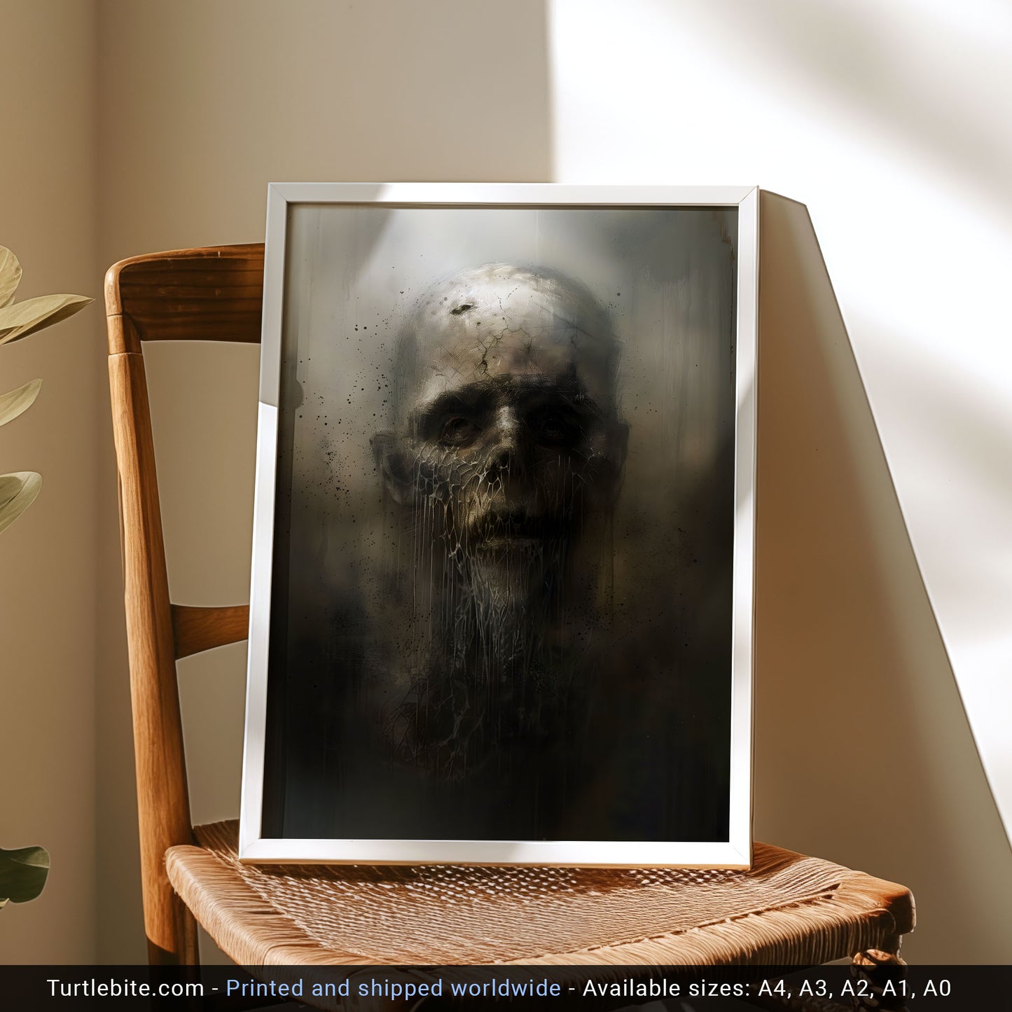 Scary Zombie Portrait Painting Poster - Eerie Whimsigoth Print