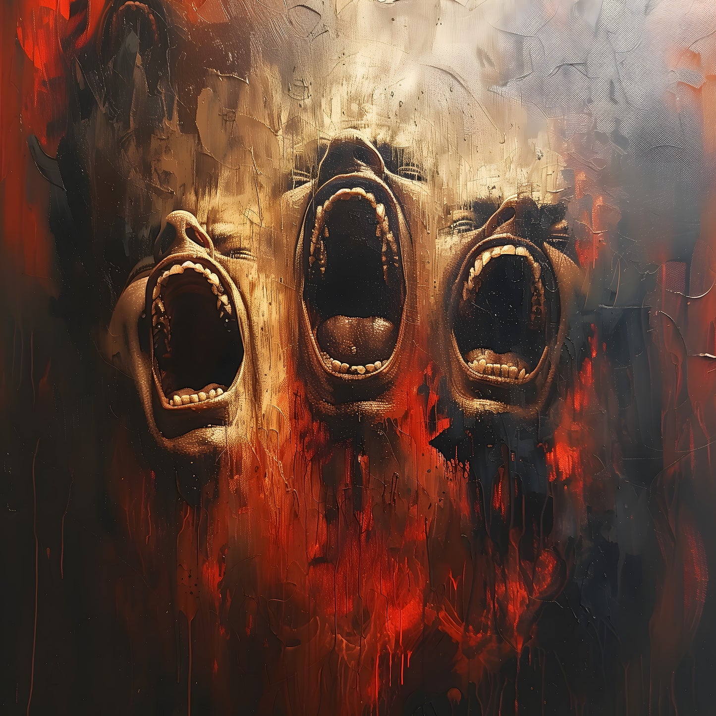 Screams from Hell Poster - Dark Gothic Oil Painting - Horror Art Print