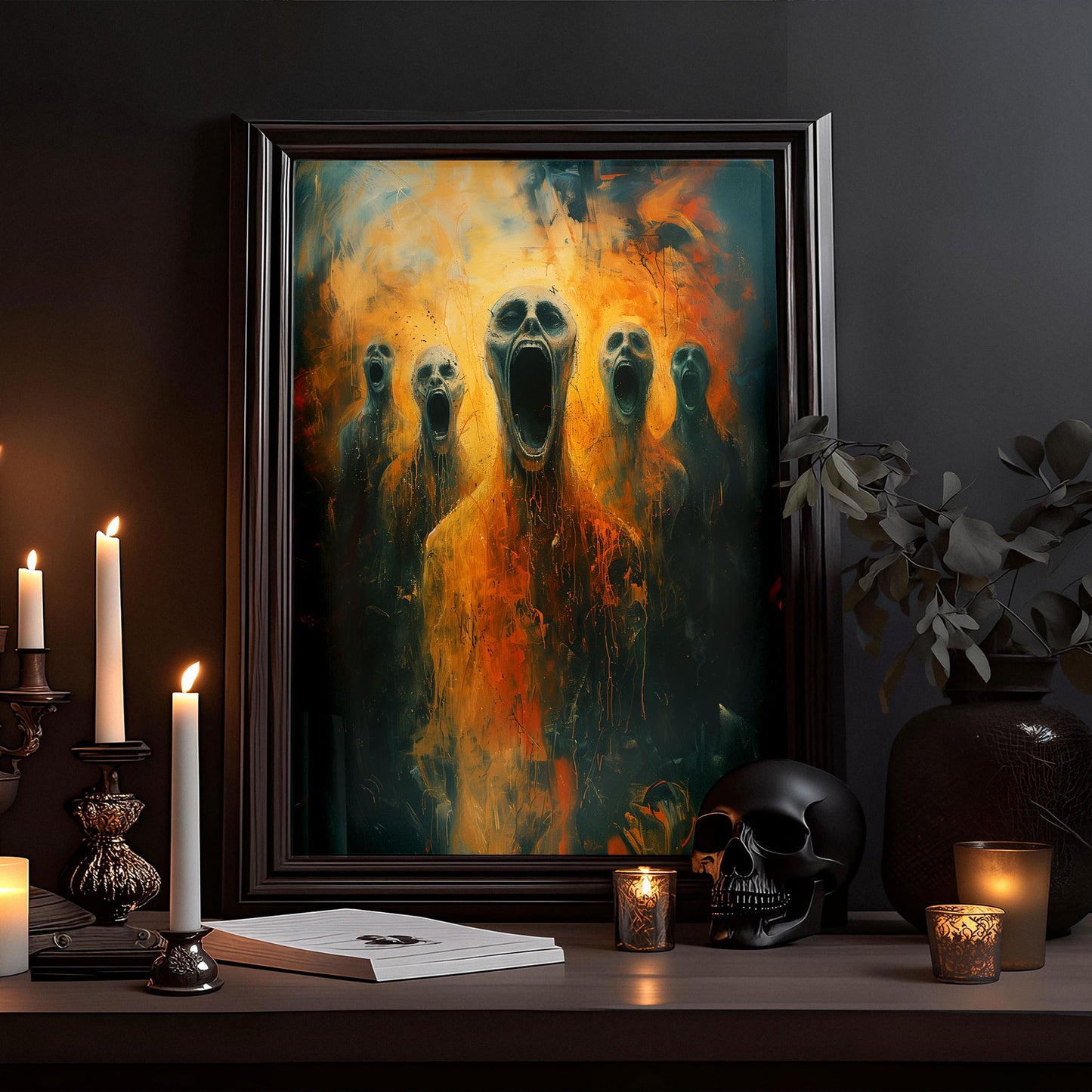 Screams from Hell Poster - Dark Gothic Painting - Horror Art Print