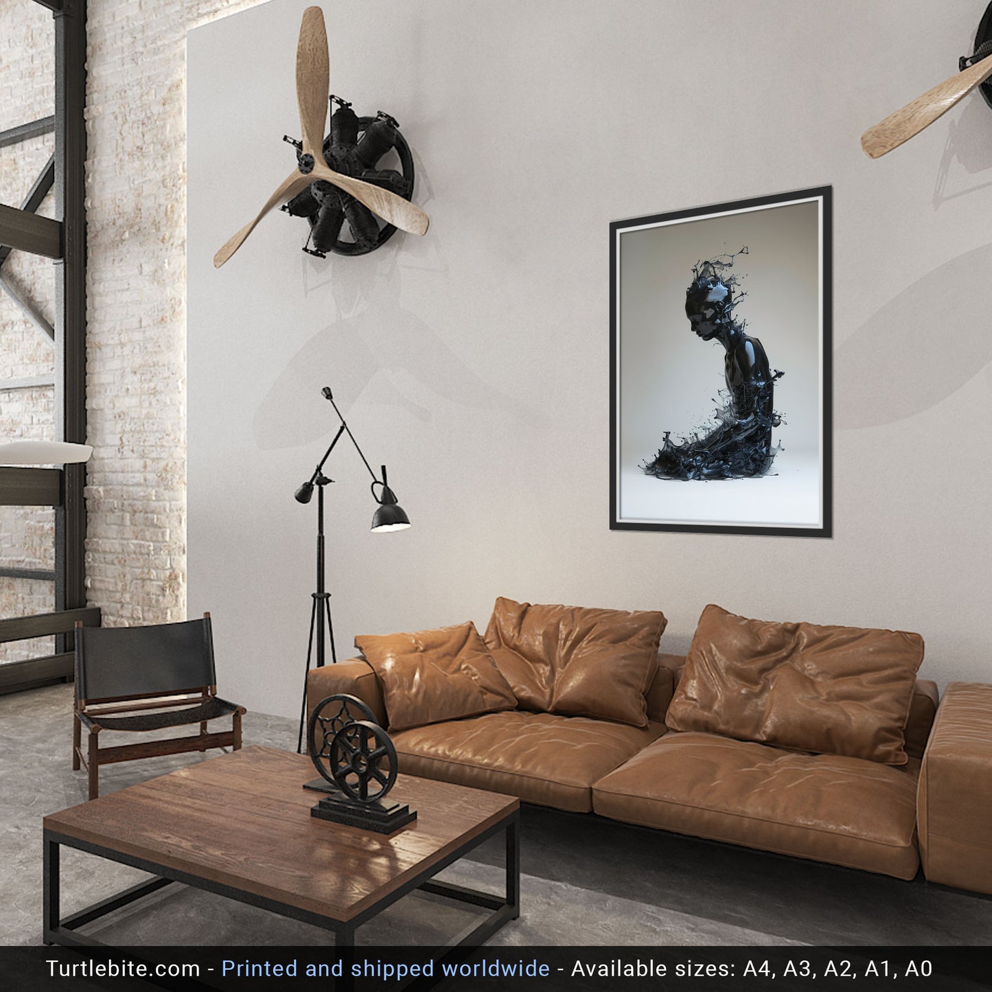 Sitting Liquid Figure Poster - Dark Wall Art for Aesthetic Home Decor