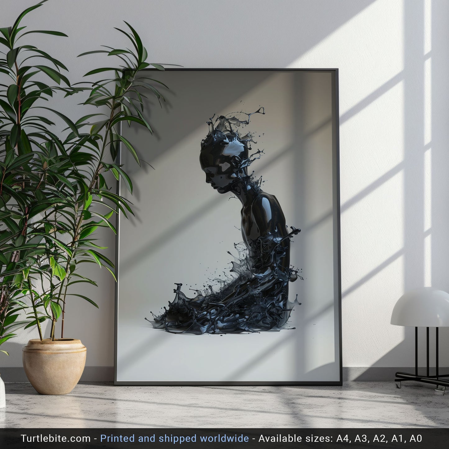 Sitting Liquid Figure Poster - Dark Wall Art for Aesthetic Home Decor