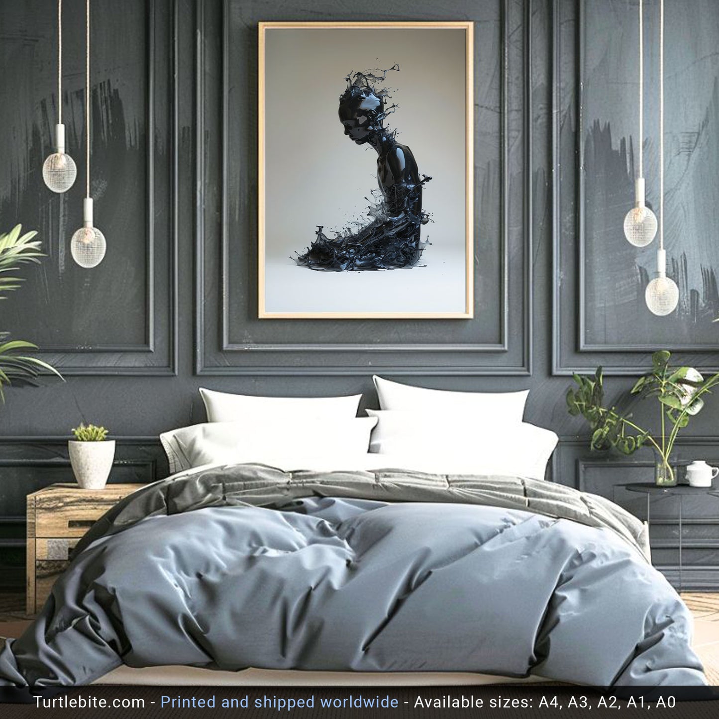 Sitting Liquid Figure Poster - Dark Wall Art for Aesthetic Home Decor