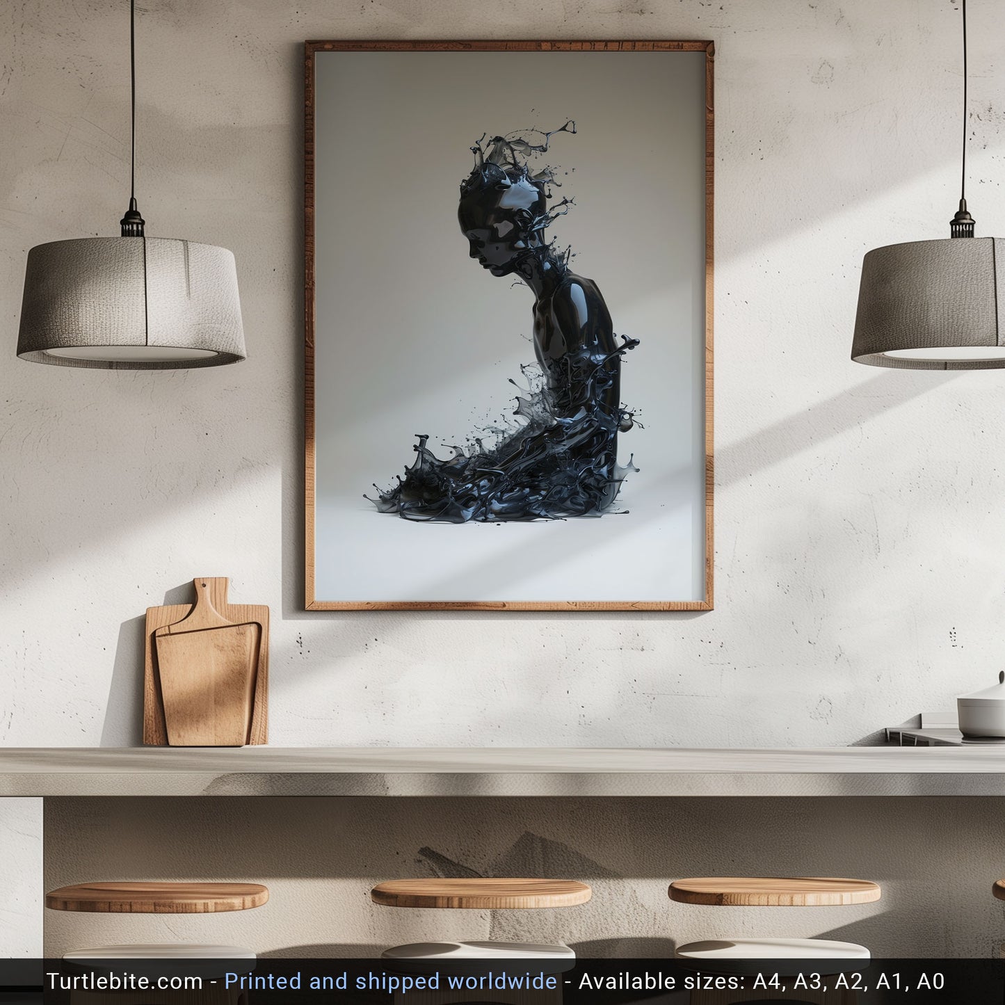 Sitting Liquid Figure Poster - Dark Wall Art for Aesthetic Home Decor