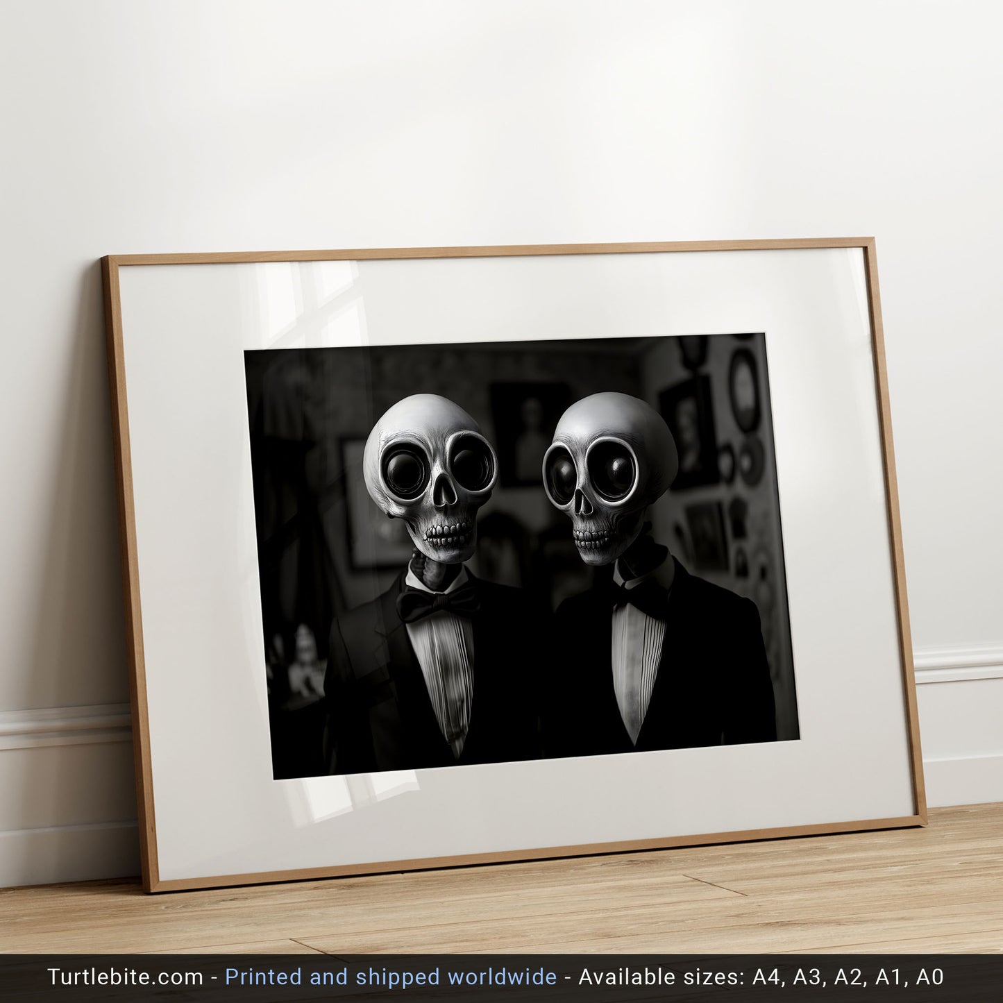 Skull Companions Dinner Date Poster - Dark Art Print - Haunting Home Decor