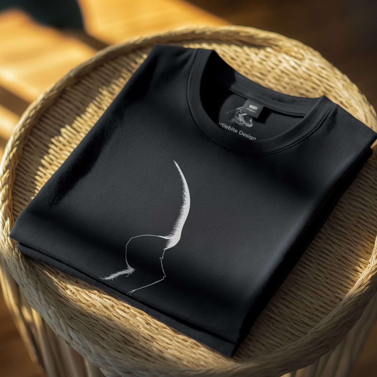 Minimalist skeleton profile design on premium black t-shirt