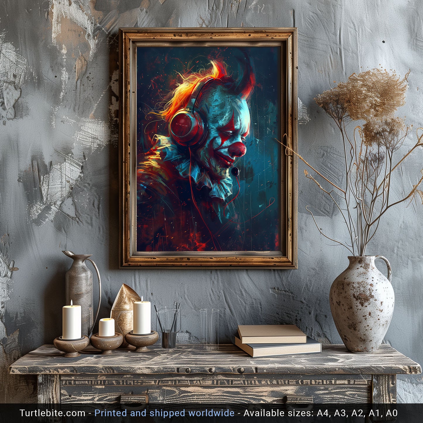 Spooky Clowncore Art for Gothic Aesthetic Decor - Dark Wall Poster