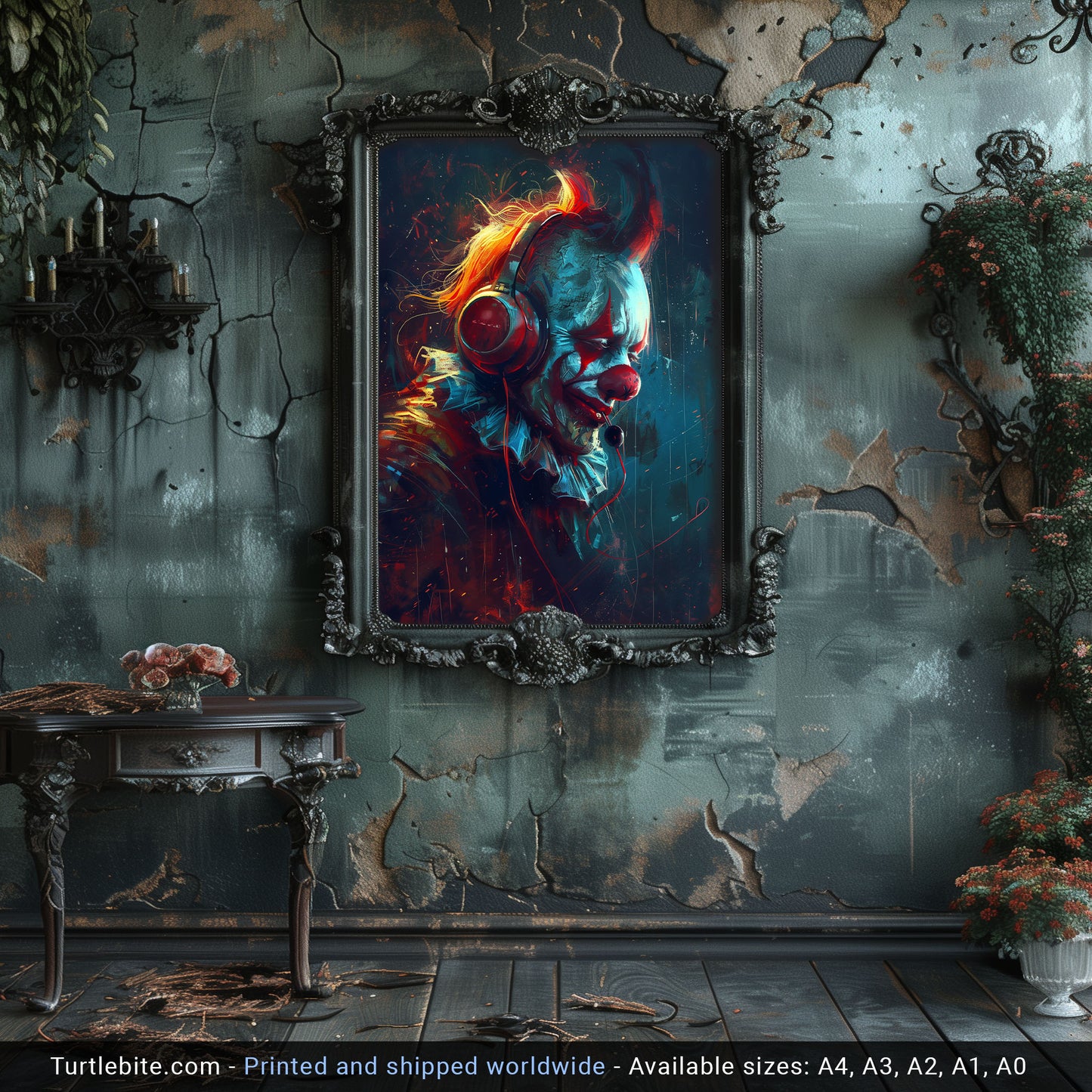 Spooky Clowncore Art for Gothic Aesthetic Decor - Dark Wall Poster