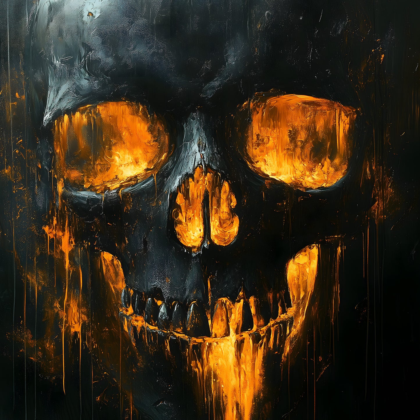 Spooky Glowing Skull Painting Poster | Haunted Art Painting | Creepy Skull Portrait