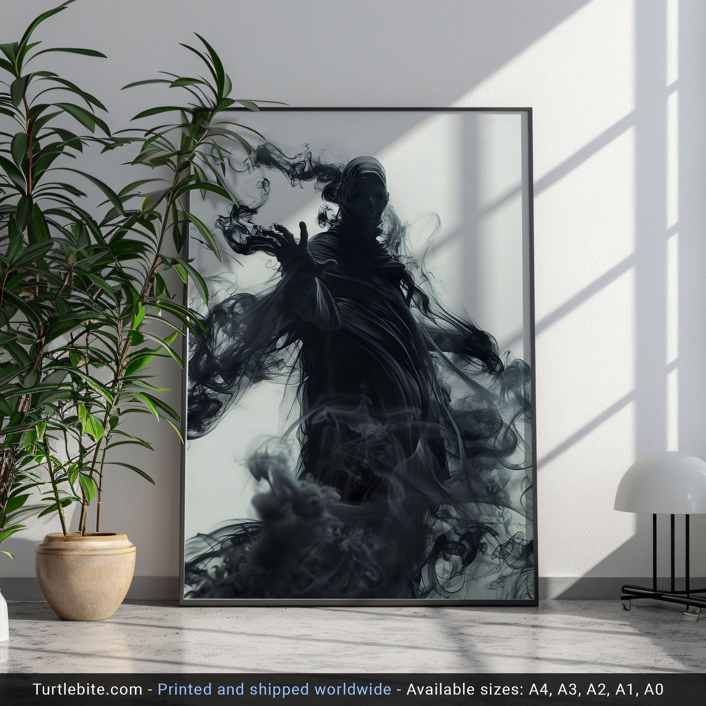 Spooky Vibes Black Ghost Wall Art - Dark Aesthetic Poster