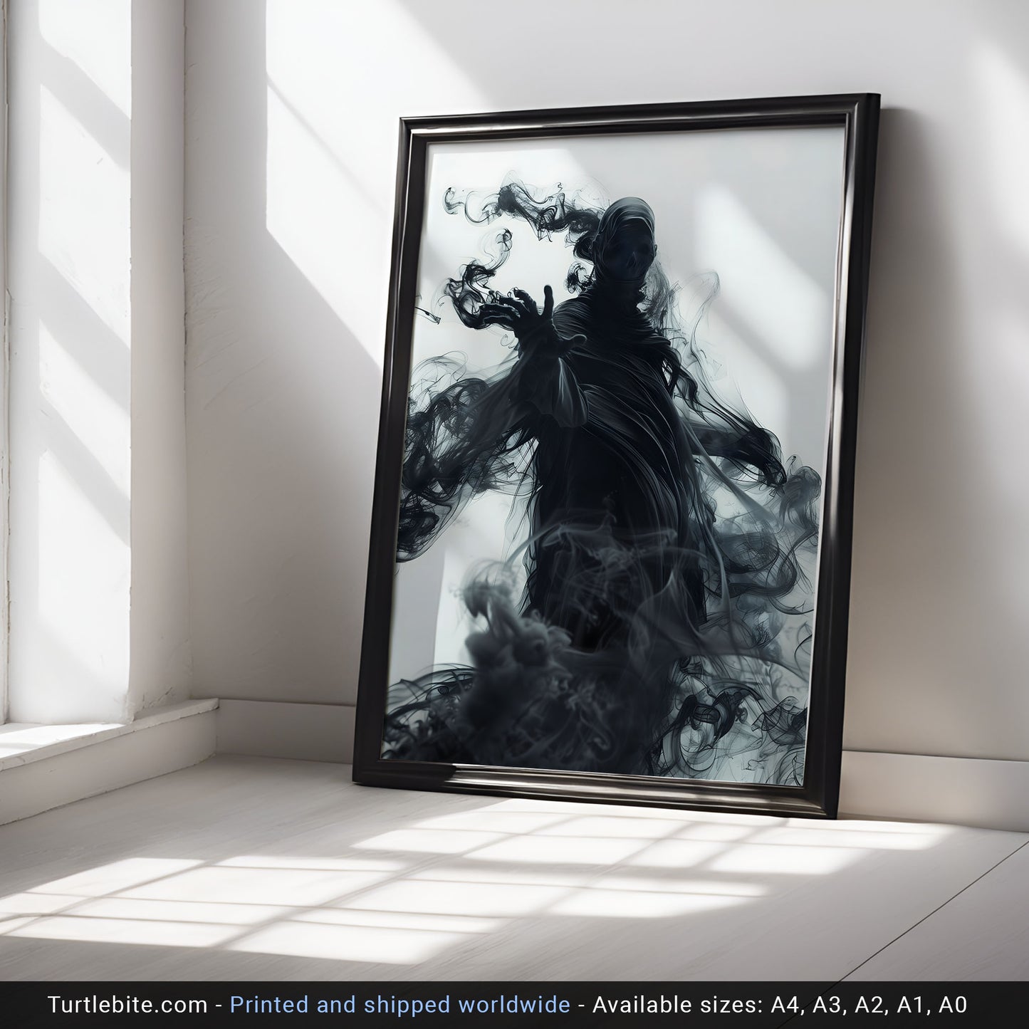 Spooky Vibes Black Ghost Wall Art - Dark Aesthetic Poster