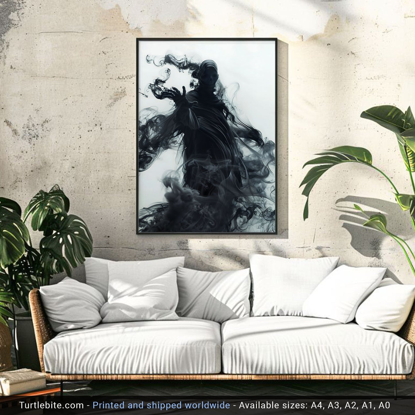 Spooky Vibes Black Ghost Wall Art - Dark Aesthetic Poster