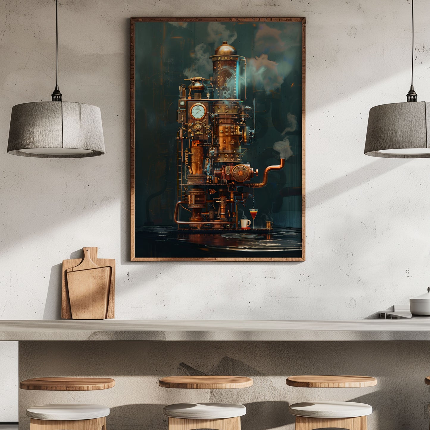 Victorian Steampunk Coffee Machine Poster - Gothic Wall Art for Coffee Lovers