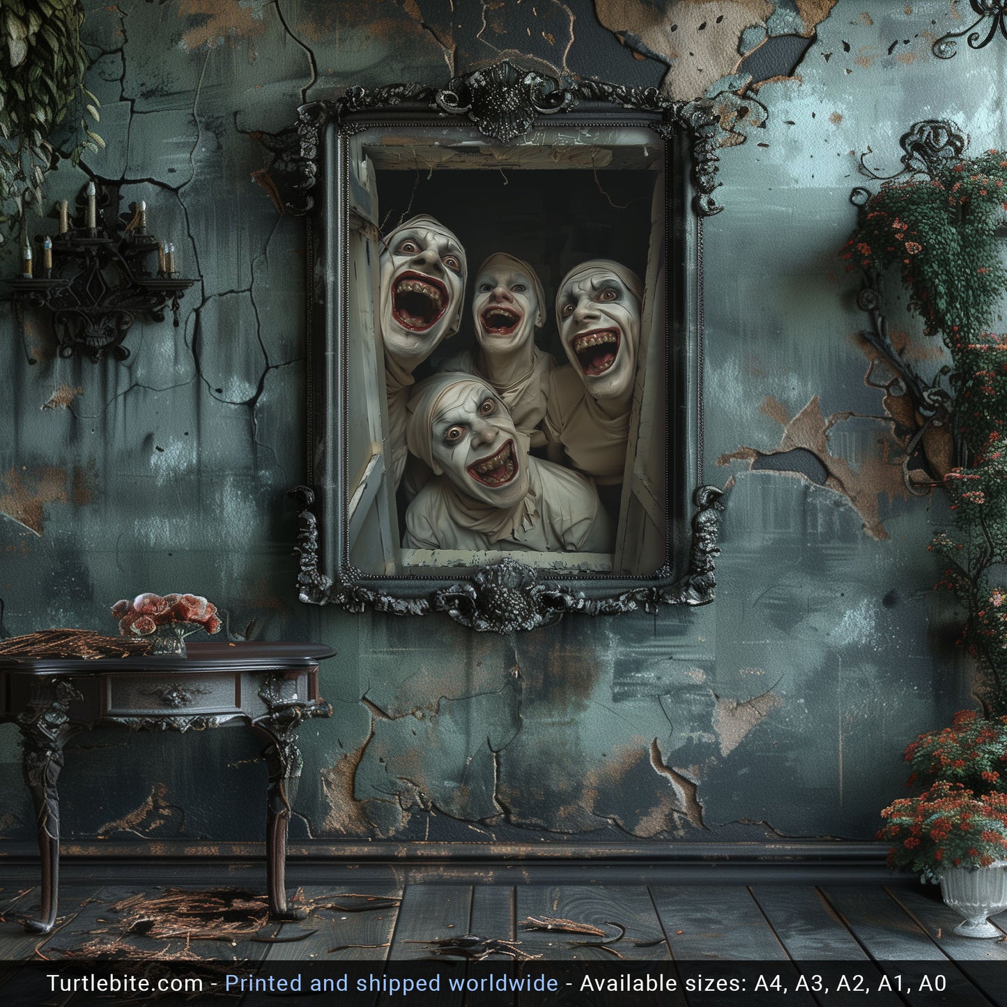 Tadaaa! Creepy Good Old Friends Party Poster - Dark Spooky Whimsigoth Eerie Wall Art - Dark Clowns Print