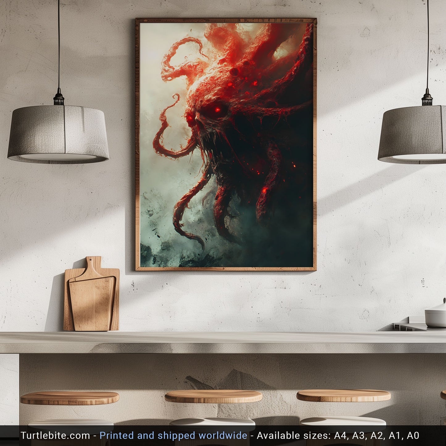 Tentacle Creature Poster - Dark Terrifying Art - Creepy Gorecore Print