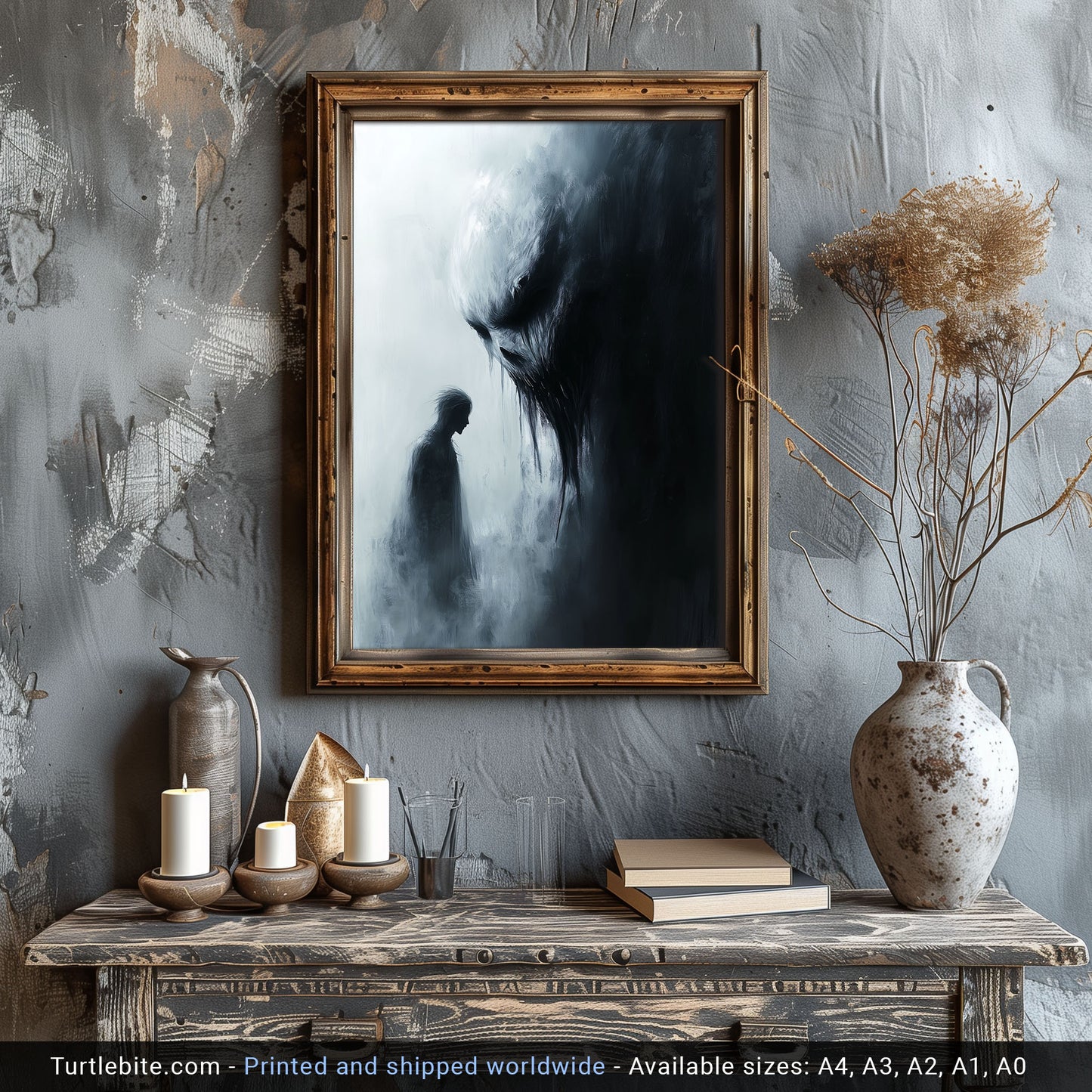 Whispering Nightmare Creature Painting - Spooky Dark Fine Art Print - Scary Poster Artwork