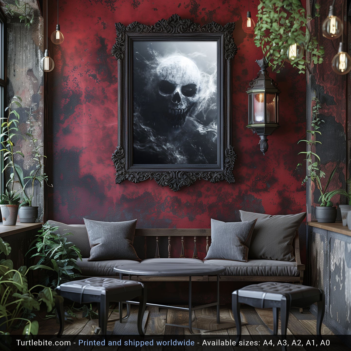 White Smoky Brittle Skull Poster | Dark Academia Horror Poster Print | Moody Wall Art