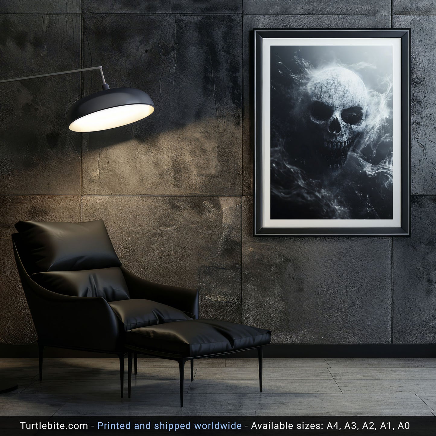 White Smoky Brittle Skull Poster | Dark Academia Horror Poster Print | Moody Wall Art