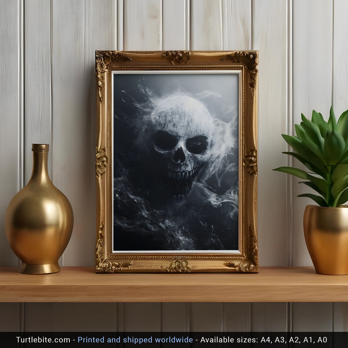 White Smoky Brittle Skull Poster | Dark Academia Horror Poster Print | Moody Wall Art