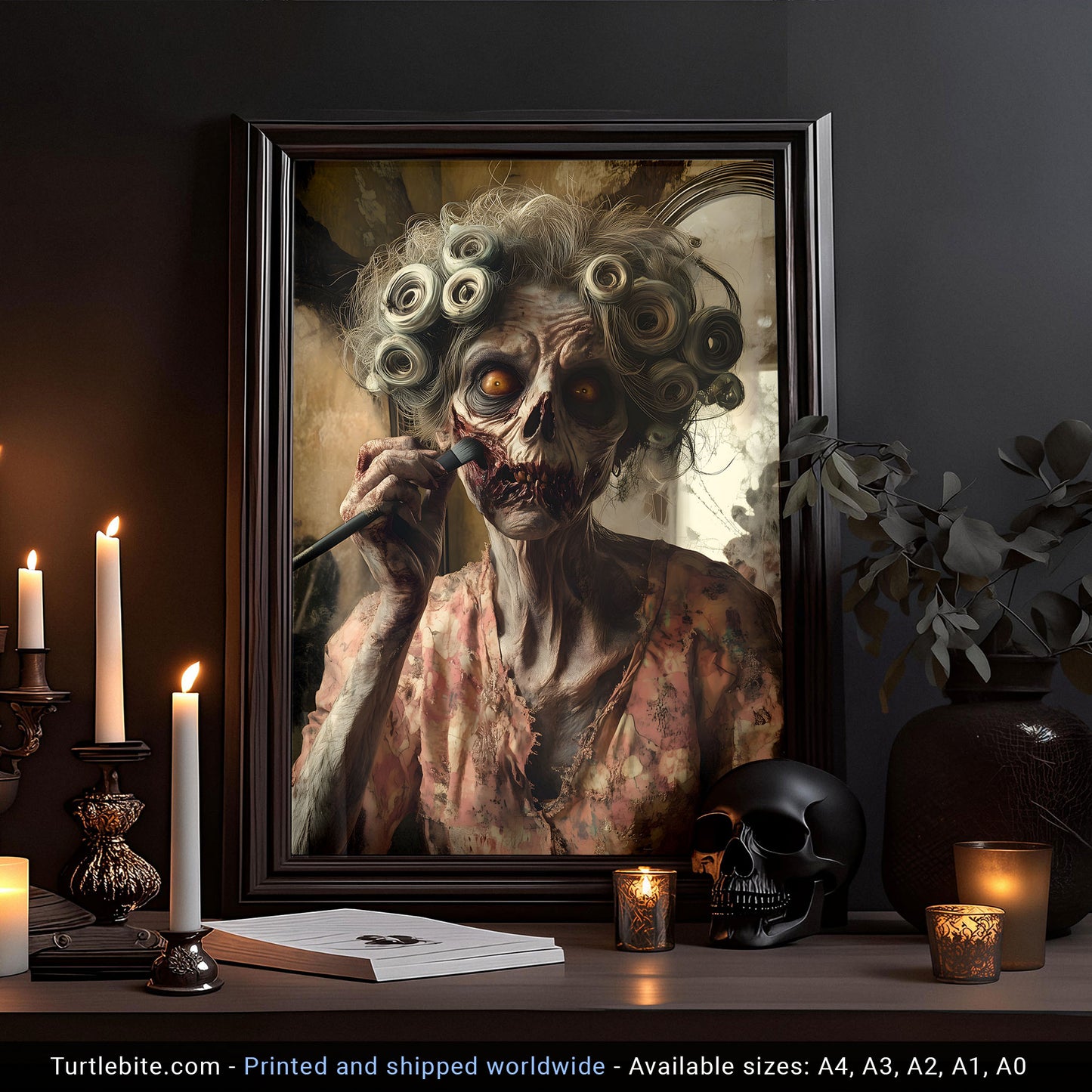 Zombie Woman Make Up Poster, Dark Spooky Wall Art, Witchy Whimsigoth Prints