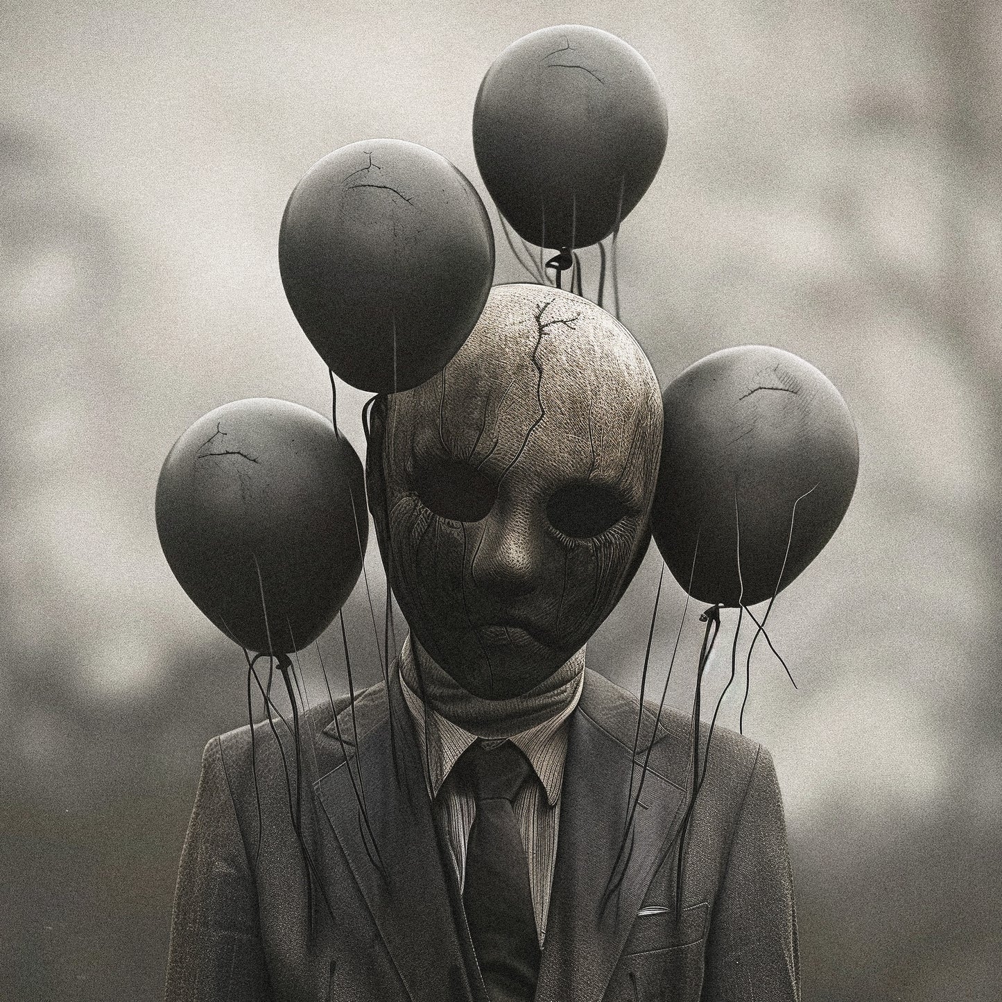 Creepy Balloon Man Poster - Gothic Wall Art Decor - Dark Fine Art Print - Ghost Poster