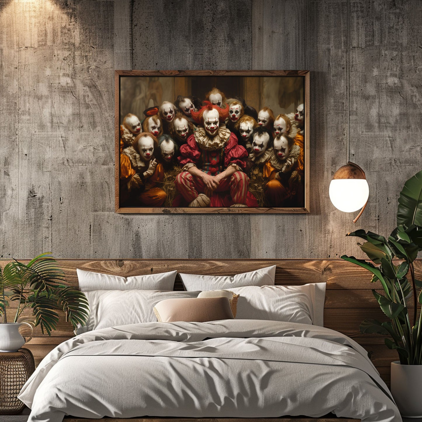 Bizarre Clown Family Poster: Creepy Clowncore Gothic Wall Art