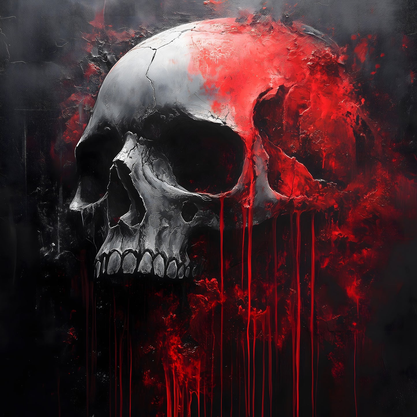 Creepy Bloody Skull Painting Poster | Haunted Art Painting